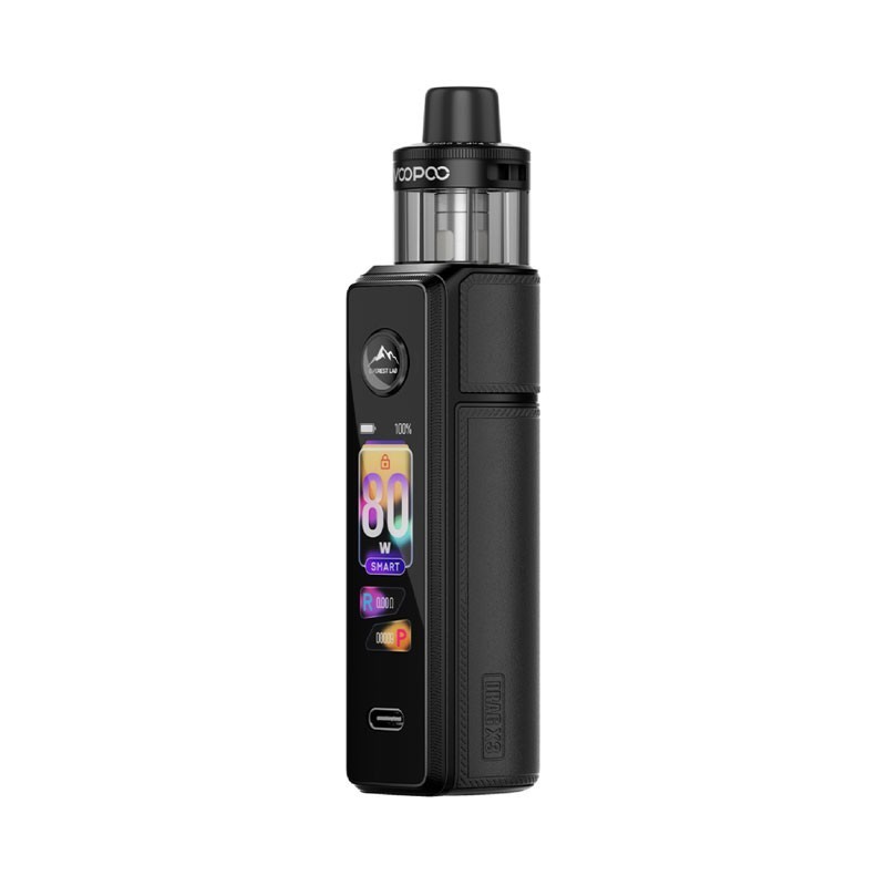 Voopoo Drag X3 Pod 80W siyah elektronik sigara cihazı.